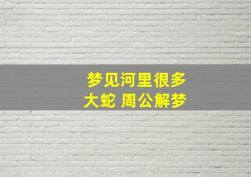 梦见河里很多大蛇 周公解梦